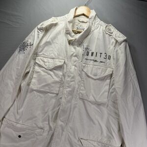 Vintage Y2K Express Jacket Mens Large White Canvas Grunge Gothic